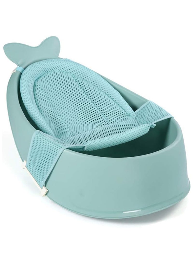 LO.BABY.VE Baby Bath Tub with Bathmat Cushion, Whale Baby Bathtub with Drain Hole, Shower Basin with Non-Slip for Baby Boy Girl(Green) - Image 3