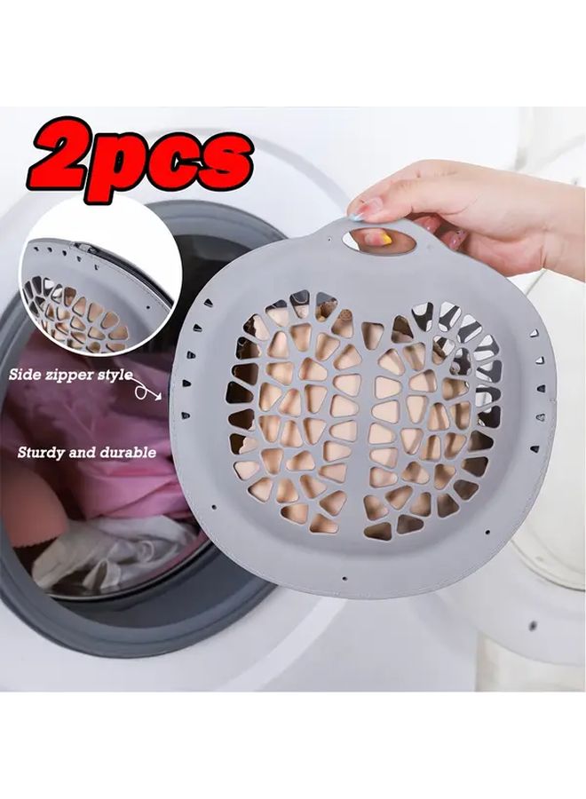 Gray 2pcs Durable Zippered Laundry Bags for Delicates Machine Washable Travel Home Use - Image 2