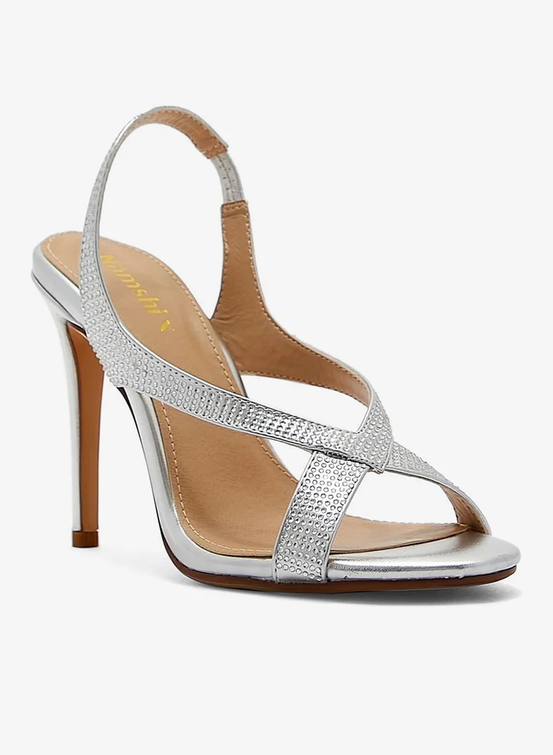 Namshi X Silver Diamante Slingback Mule Sandal for Women | Best Price UAE
