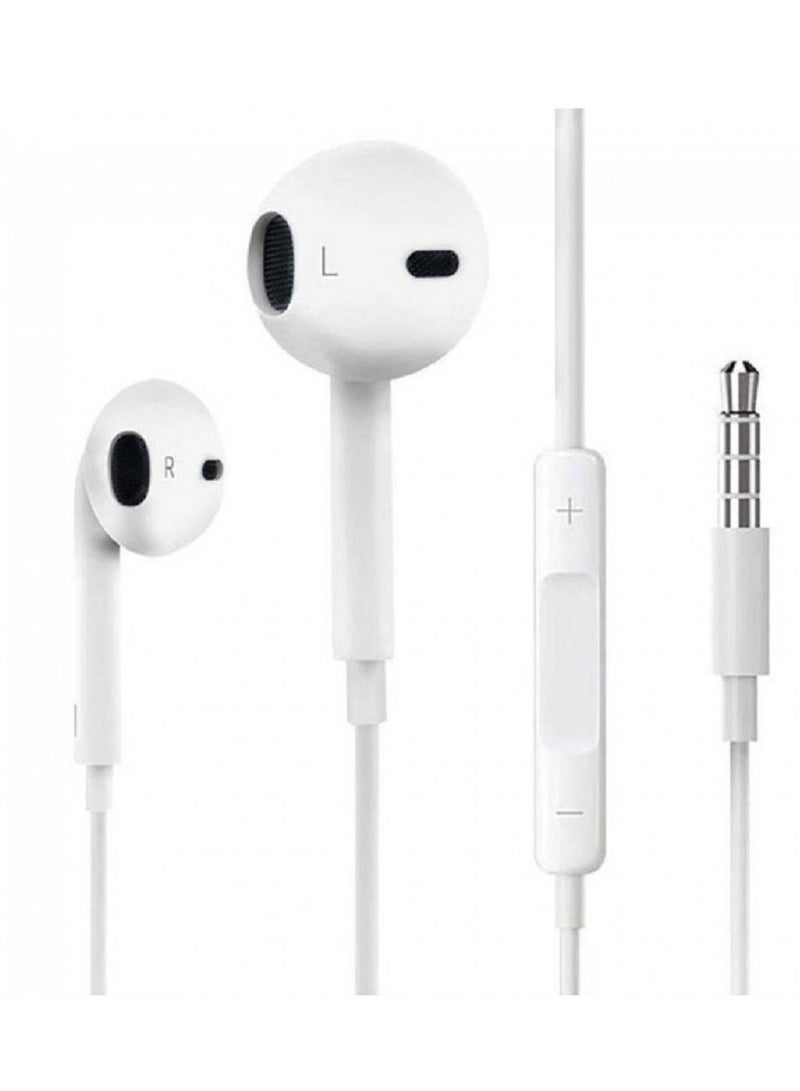 Wired Earphones with 3.5mm Audio Plug and Microphone White - Image 1