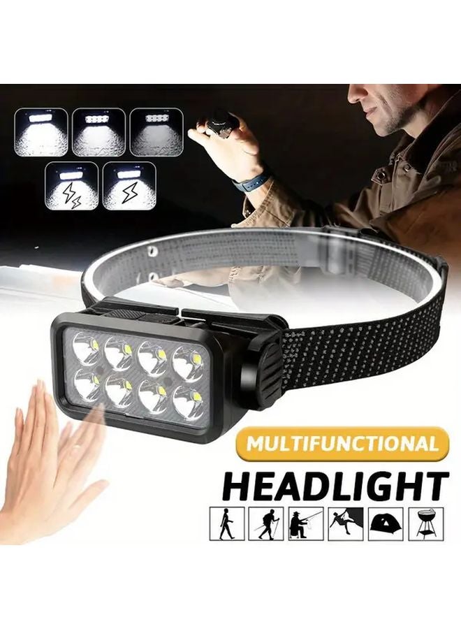 Bright 8LED Rechargeable Motion Sensing Headlamp With Battery Display Adjustable Angle - Image 3