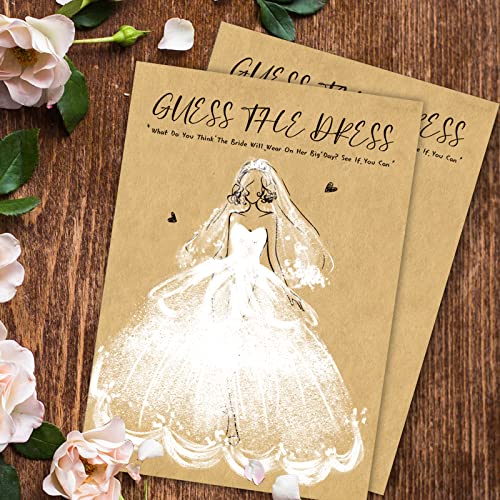 KALEFO 25PCS Bridal Shower Game Cards Kraft Paper Guess the Dress Wedding Games Fun Romantic Drawing Party Supplies Favors - Image 3