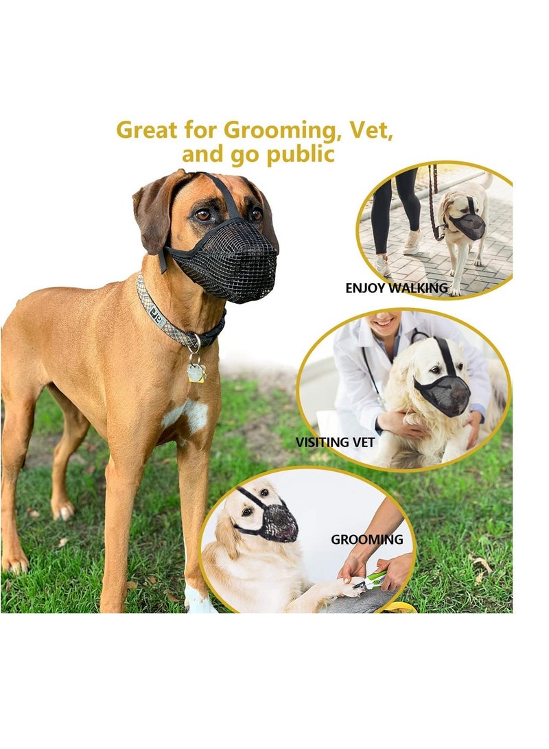 Excefore Soft Mesh Dog Muzzle, Soft Mesh Covered Muzzles with Adjustable Straps, Prevent Biting Chewing and Licking, Suitable for Large Medium Small Sized Dogs, M (9½”-10½”) - Image 4