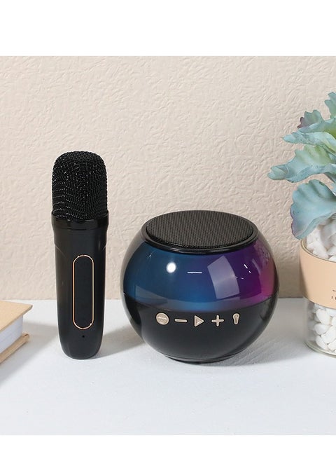 Karaoke Portable Wireless Bluetooth Speakers with Microphone One Click Original Vocal Elimination Auto Connection at Startup Colorful Ambient Light Ideal for Family Gatherings and Entertainment