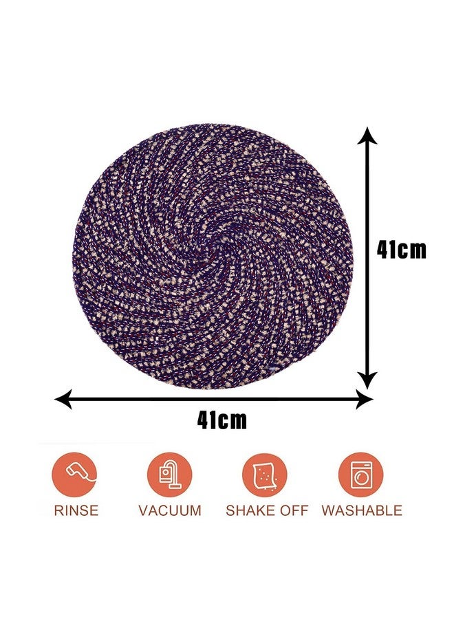 Kuber Industries Door Mat | Round Shape Feather Door Mat | Cotton Reversible Mat | Door Mat for Kitchen | Door Mat for Home | 16 Inch | Small | Pack of 3 | Multi - Image 3