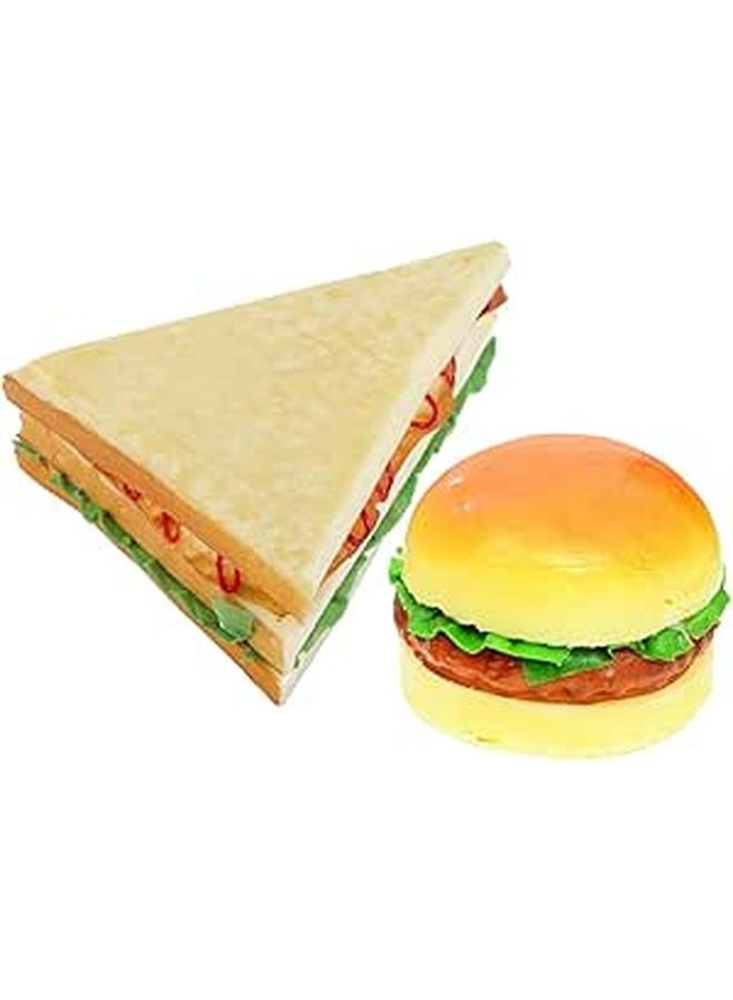 2Pcs Realistic Hamburger Sandwich Simulation Models Artificial Bread Display Teaching Props - Image 1