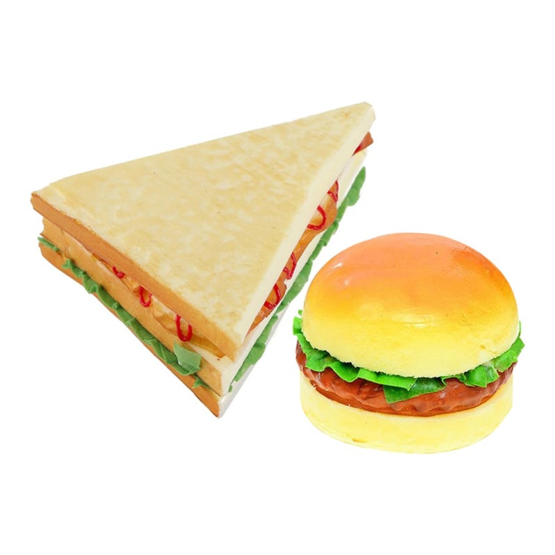 2Pcs Realistic Hamburger Sandwich Simulation Models Artificial Bread Display Teaching Props - Image 2