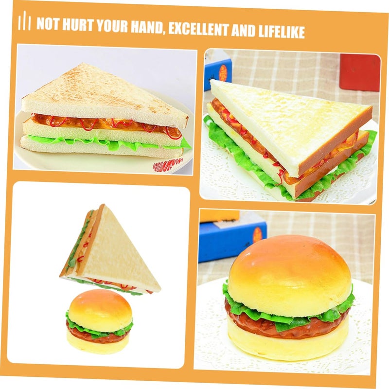 2Pcs Realistic Hamburger Sandwich Simulation Models Artificial Bread Display Teaching Props - Image 5