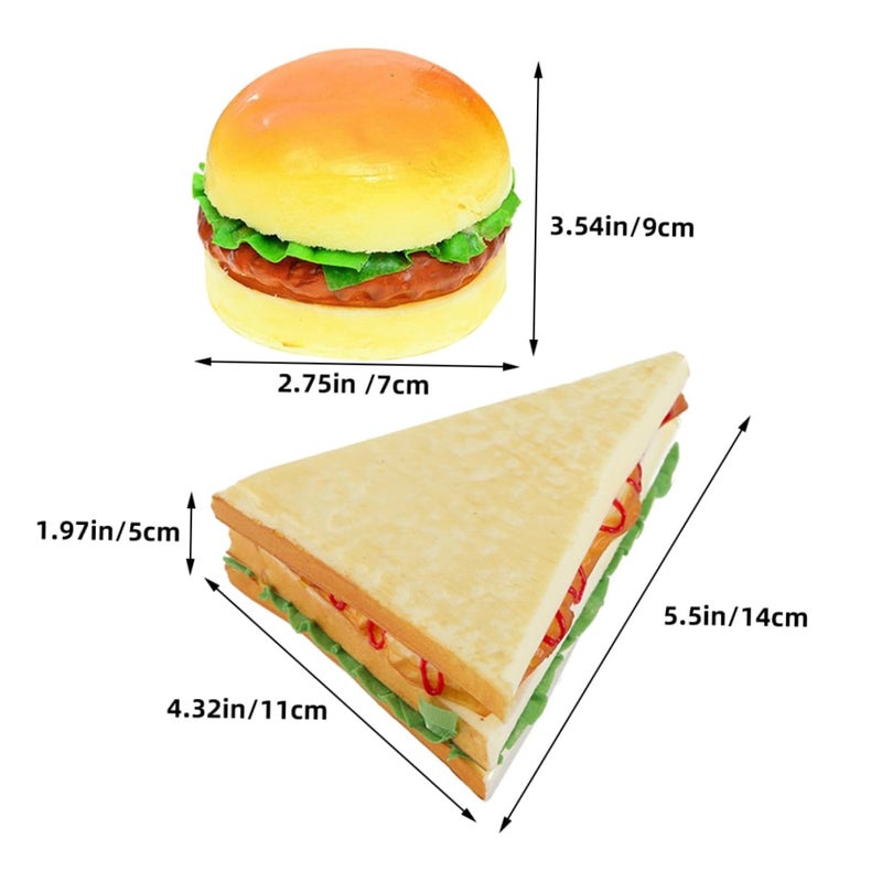 2Pcs Realistic Hamburger Sandwich Simulation Models Artificial Bread Display Teaching Props - Image 3