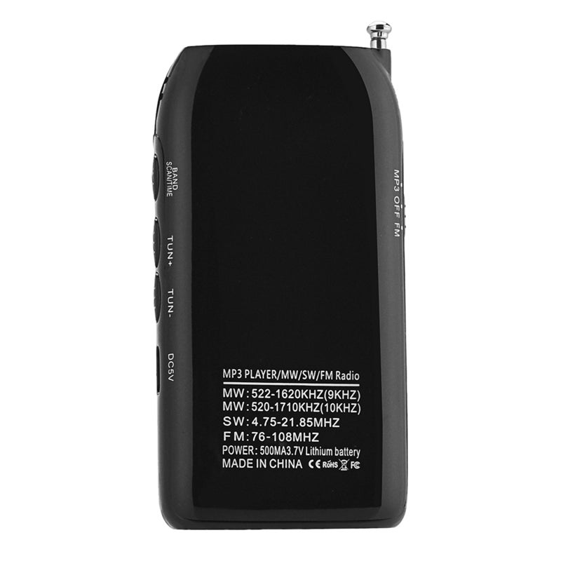 SW FM MW Radio Mini Pocket Stereo Radio Receiver Digital MP3 Music Player with Headphones Support TF Card - Image 4