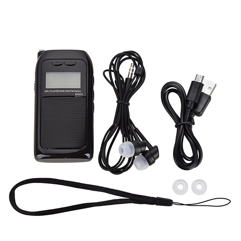 SW FM MW Radio Mini Pocket Stereo Radio Receiver Digital MP3 Music Player with Headphones Support TF Card - Image 1