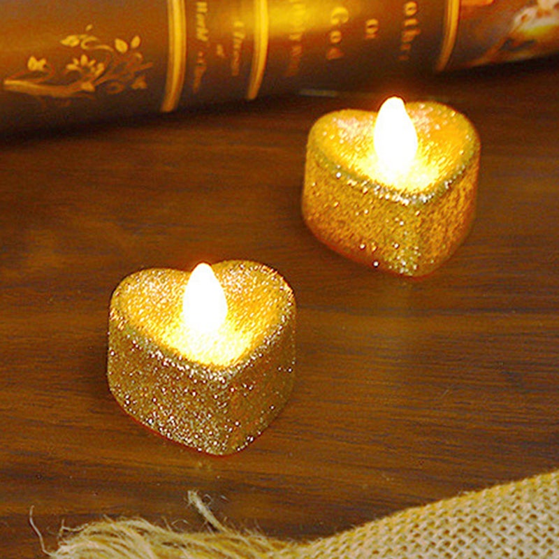 24pcs Heart Shaped Flameless Candle Lights Romantic Electric Candle Lamps - Image 2