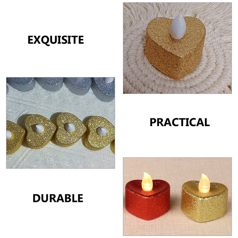 24pcs Heart Shaped Flameless Candle Lights Romantic Electric Candle Lamps - Image 3