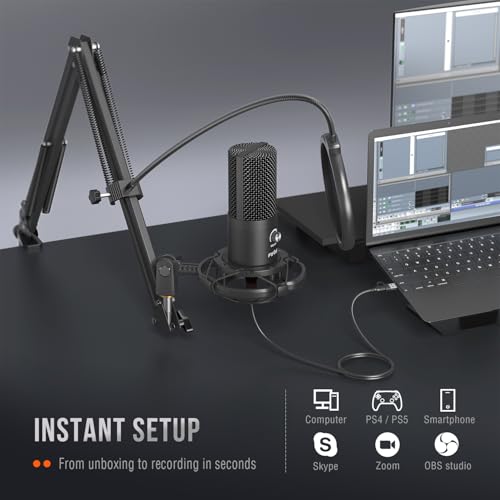 FIFINE Studio Condenser USB Microphone Computer PC Microphone Kit with Adjustable Boom Arm Stand Shock Mount for Instruments Voice Overs Recording Podcasting YouTube Vocal Gaming Streaming-T669 - Image 5
