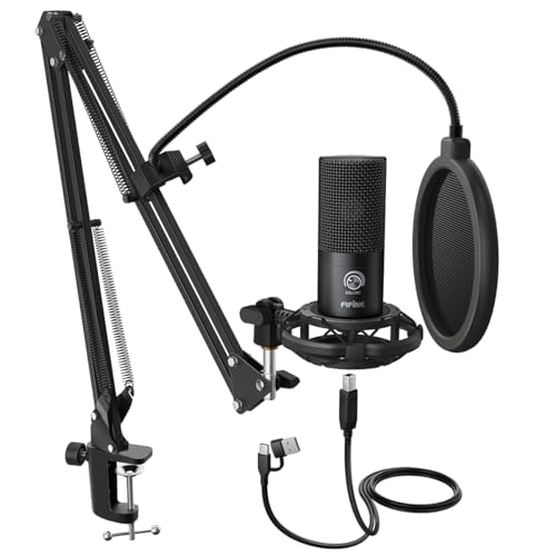 FIFINE Studio Condenser USB Microphone Computer PC Microphone Kit with Adjustable Boom Arm Stand Shock Mount for Instruments Voice Overs Recording Podcasting YouTube Vocal Gaming Streaming-T669 - Image 1