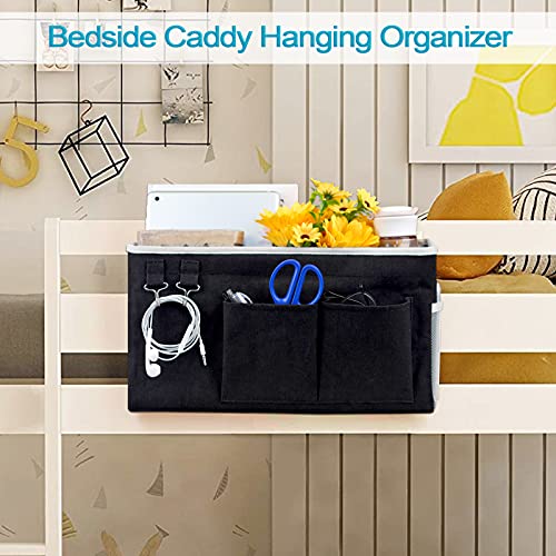Loghot Bedside Caddy/Bedside Storage Bag Hanging Organizer for Bunk and Hospital Beds,Dorm Rooms Bed Rails,Can be Placed Glasses,Books,Mobile Phones,Keys (New Pink-1) - Image 2