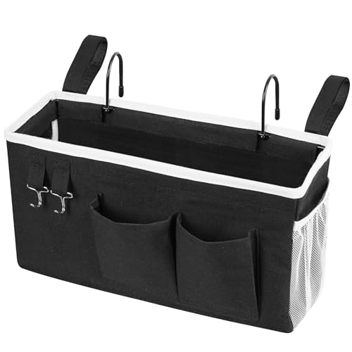 Loghot Bedside Caddy/Bedside Storage Bag Hanging Organizer for Bunk and Hospital Beds,Dorm Rooms Bed Rails,Can be Placed Glasses,Books,Mobile Phones,Keys (New Pink-1) - Image 1
