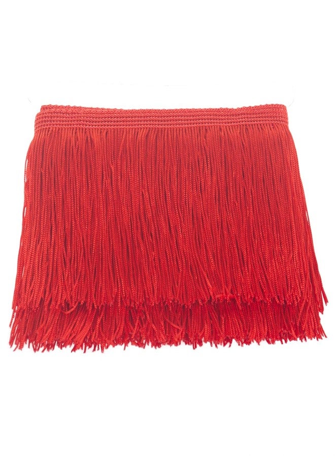 AMZTKDIY Sewing Fringe Trim Fringes 5 Yards for Clothing Accessories DIY Craft Latin Wedding Dress Lamp Shade Decoration (4 Inch Red) - Image 1