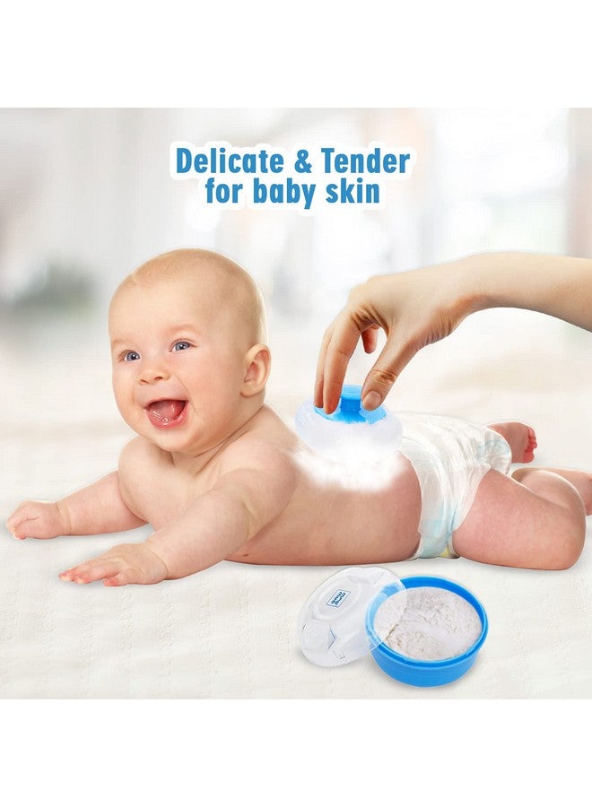 مي مي منفاخ بودرة مي مي سوفت فيل مع علبة حامل للمواليد الجدد والأطفال | لمسة لطيفة على بشرة طفلك | خالية من مادة BPA | علبة بودرة التلك | علبة منفاخ استحمام محمولة للعناية بالطفل (أزرق) - Image 5