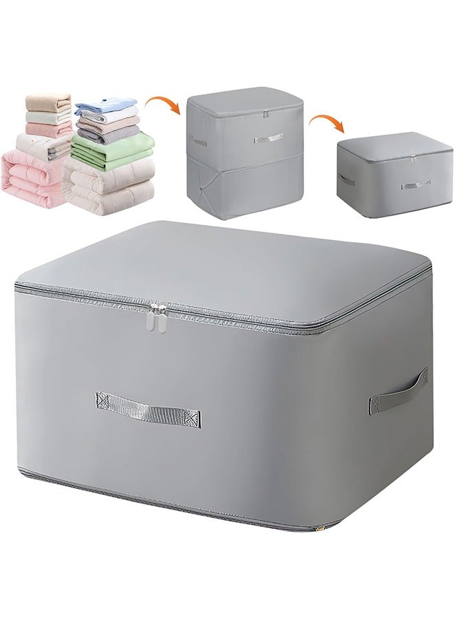 Ultra Space Saving Self Compression Organizer, Heavy Duty Moving Bags, Storage Tote for Space Saving, Self Compressing Moving Clothes Organizer Bags for Comforters Clothes Bedding (Grey, X-Large)  - Image 1