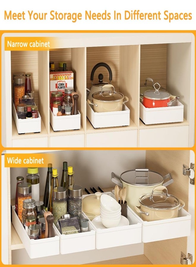 BELLO YON 4 Pack Pull Out Cabinet Organizer, 15.8'' Deep Pull Out Drawers for Cabinets with Metal Slides, Slide Out Drawers for Kitchen Fixed with Nano Adhesive, Roll out Shelves for Bathroom, Pantry (White) - Image 3