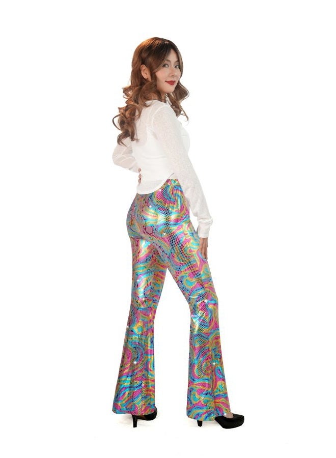 Nawgut Sequin Flare Pants Sparkly Glitter High Waisted Bell Bottoms Leggings Party Disco Clubwear for Women, Rainbow Pattern, L - Image 2
