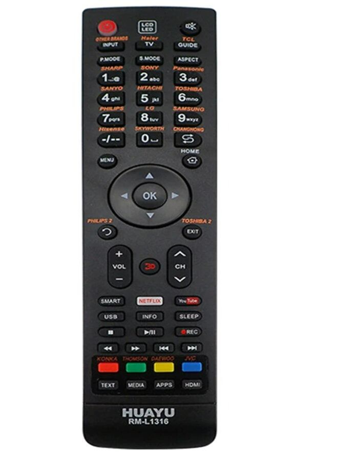 Huayu Universal Remote Control For Rm-L1316 Tv Lcd Led Hdtv Smart Black - Image 2