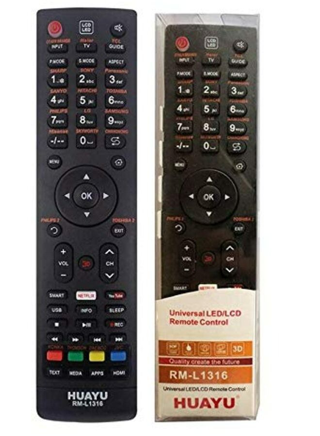Huayu Universal Remote Control For Rm-L1316 Tv Lcd Led Hdtv Smart Black - Image 1