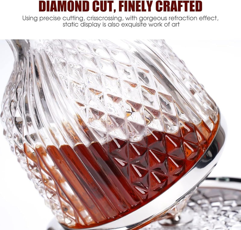 Wrixty Wrixty Red Wine Decanter Wine Decanter Made of Lead Free 50oz/1500ml Crystal Glass, 360° Rotating Decanters for Whisky and Wine, Decanter Gift Box Design for Men Women Gifts  - Image 4