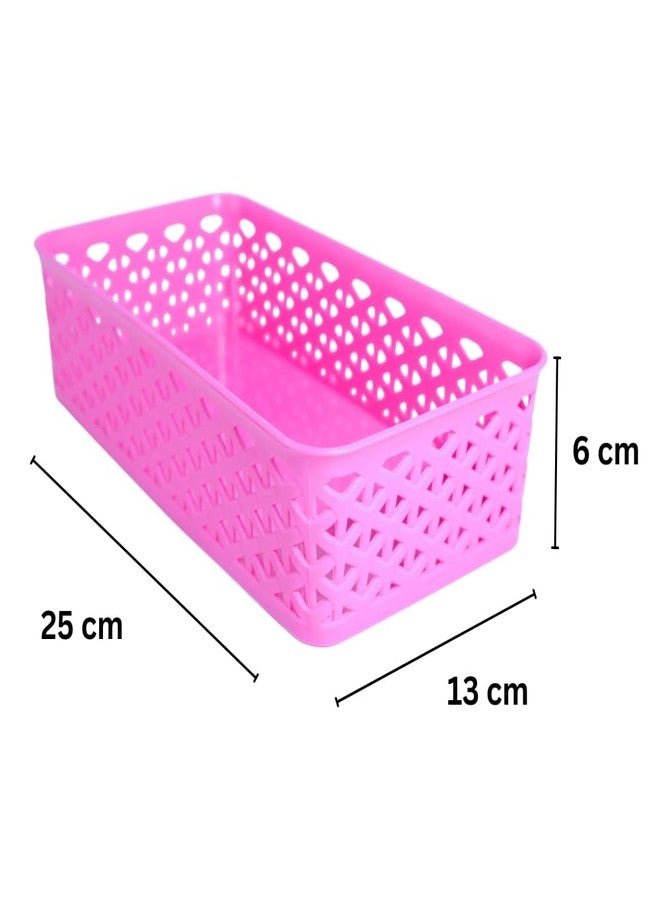 Simply Home Stanza -1 Multi-Purpose Plastic Storage Basket|Stackable Organizer Tokri For Home,Kitchen,Bathroom & Office|Ideal For Toys,Clothes,Cosmetics,Stationery|Set Of 3|Pink Black Blue - Image 2