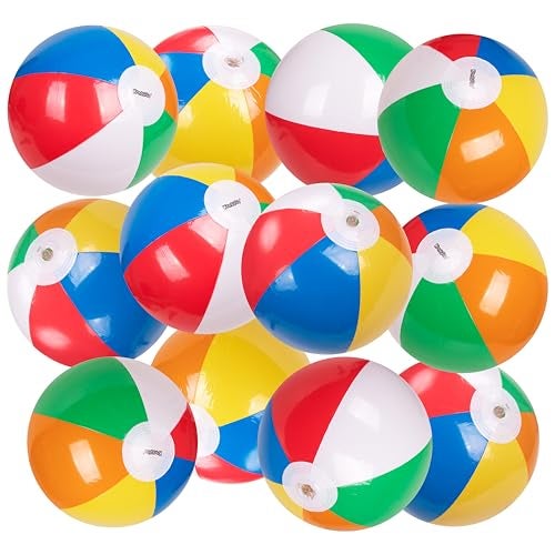 Kangaroo 12 Pack Inflatable Beach Balls for Kids Adults 12 Colorful Pool Fun Party Favors Bulk Beach Toys for Swimming Games Luau Birthday Summer Pool Party Decorations Supplies - Image 1