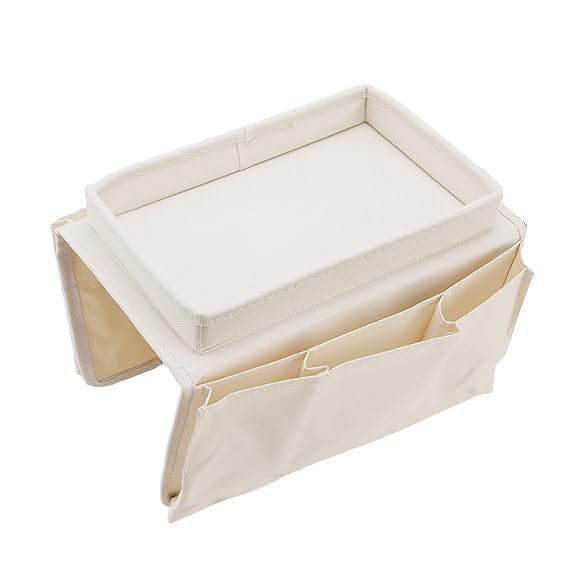 SHOPECOM Couch Arm Table Space Smart Storage Side Pockets Durable for Home Sofa Tray Storage Table Fabric Sofa Side Pocket Sofa Arm Storage Cup Holder Folding Arm Storage Rack Smart Storage - Image 1