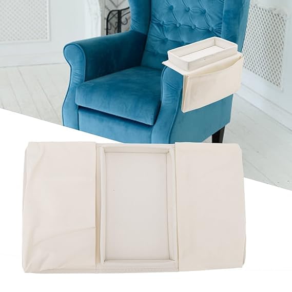SHOPECOM Couch Arm Table Space Smart Storage Side Pockets Durable for Home Sofa Tray Storage Table Fabric Sofa Side Pocket Sofa Arm Storage Cup Holder Folding Arm Storage Rack Smart Storage - Image 2