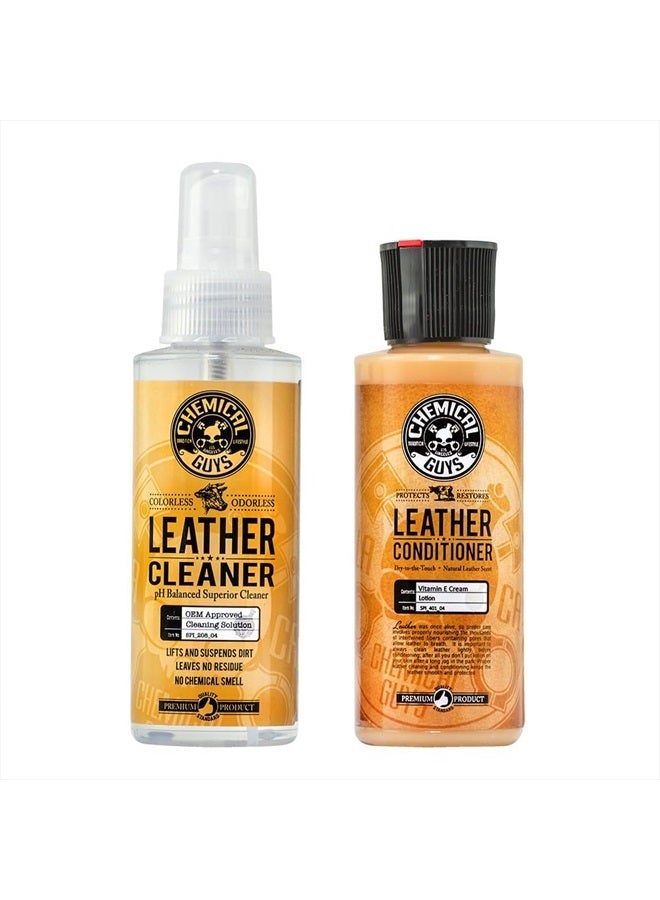 Chemical Guys SPI_109_04 مجموعة تنظيف وتكييف الجلد للعناية الكاملة بالجلد للاستخدام على داخل السيارات، الملابس الجلدية، الأثاث، الأحذية، الأحذية الطويلة، الحقائب والمزيد (2 - 4 أونصة سائلة)  - Image 1