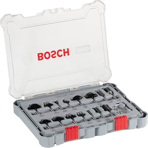 Bosch Professional 15 Pcs Router Bit Set With Mixed Bits, 6Mm Shank Bits, Suitable For Gkf 550 Plam Router And Gof 130 Router - Image 1
