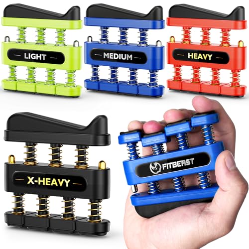 FitBeast Finger Strengthener, Finger Exerciser 4-Pack, Hand Exerciser for Improve Dexterity and Strength in Fingers, Hands, Forearms–Grip Strength Trainer for Musicians, Climbers (4 Piece Set) - Image 1