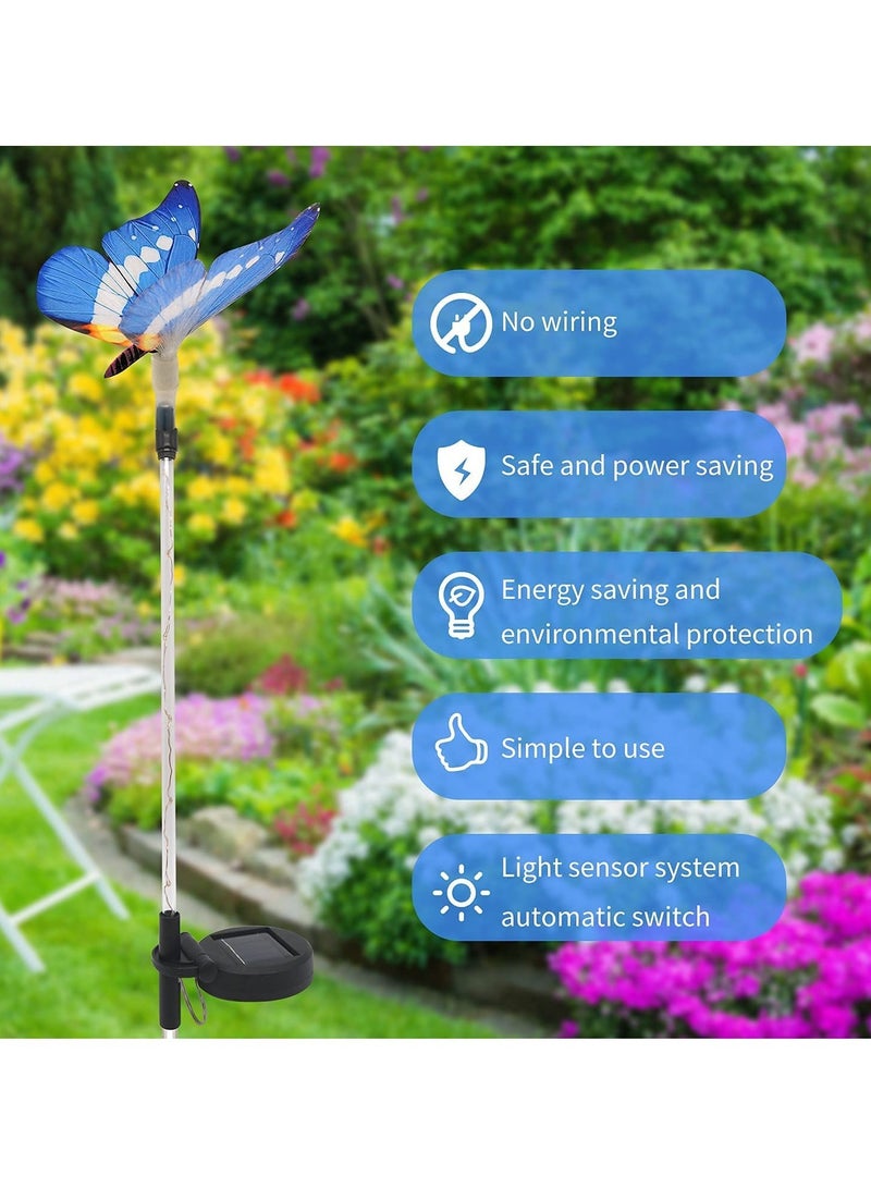 SYOSI 3 عبوات من أضواء الحديقة الشمسية ذات الوتد متعددة الألوان مع تغيير ألوان LED أضواء الزينة على شكل فراشة تعمل بالطاقة الشمسية مع وتد LED بنفسجي  - Image 2