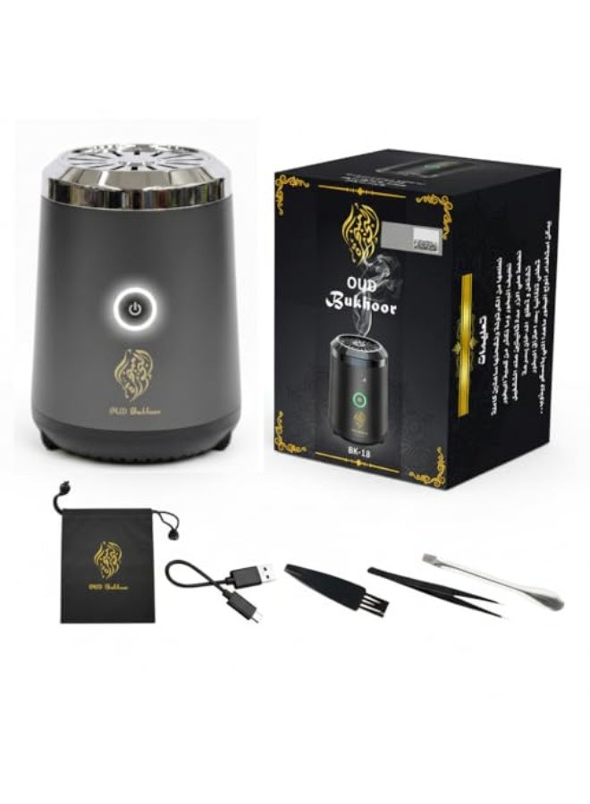 ELTRAZONE Portable Mini Incense Burner Rechargeable USB Electric Bakhoor & Oud Diffuser Arabic Incense Holder Mubkhar for Home Office Car Travel Aromatherapy Grey - Image 3