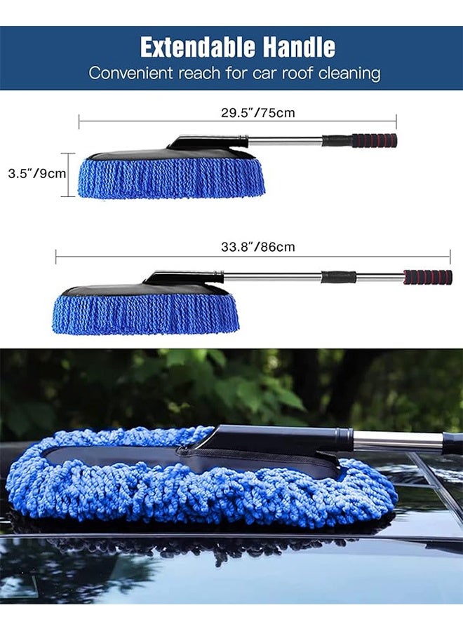 TodyJeyHo Car Duster, Extendable Long Handle Microfiber Car Duster Exterior Scratch Free Car Cleaning Tool, Car Dust Brush for Truck, Pickup, SUV, RV, Motorcycle, Boats and Home Cleaning (Blue) - Image 3