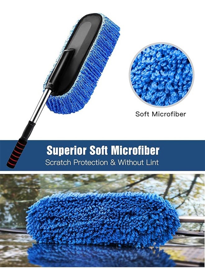 TodyJeyHo Car Duster, Extendable Long Handle Microfiber Car Duster Exterior Scratch Free Car Cleaning Tool, Car Dust Brush for Truck, Pickup, SUV, RV, Motorcycle, Boats and Home Cleaning (Blue) - Image 4