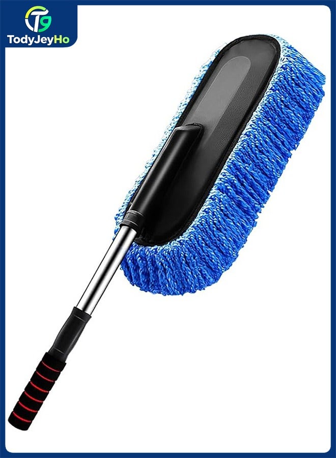 TodyJeyHo Car Duster, Extendable Long Handle Microfiber Car Duster Exterior Scratch Free Car Cleaning Tool, Car Dust Brush for Truck, Pickup, SUV, RV, Motorcycle, Boats and Home Cleaning (Blue) - Image 1