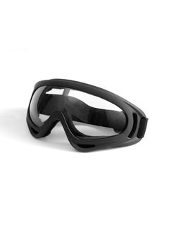 Protective Glasses Motorcycle Helmet Outdoor Sports Windproof Dustproof Eye Glasses Ski Snowboard Goggles Motocross Riot Control-Color:Black transparent