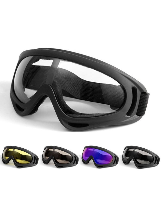 Generic - Protective Glasses Motorcycle Helmet Outdoor Sports Windproof Dustproof Eye Glasses Ski Snowboard Goggles Motocross Riot Control-Color:Black transparent - Image 1