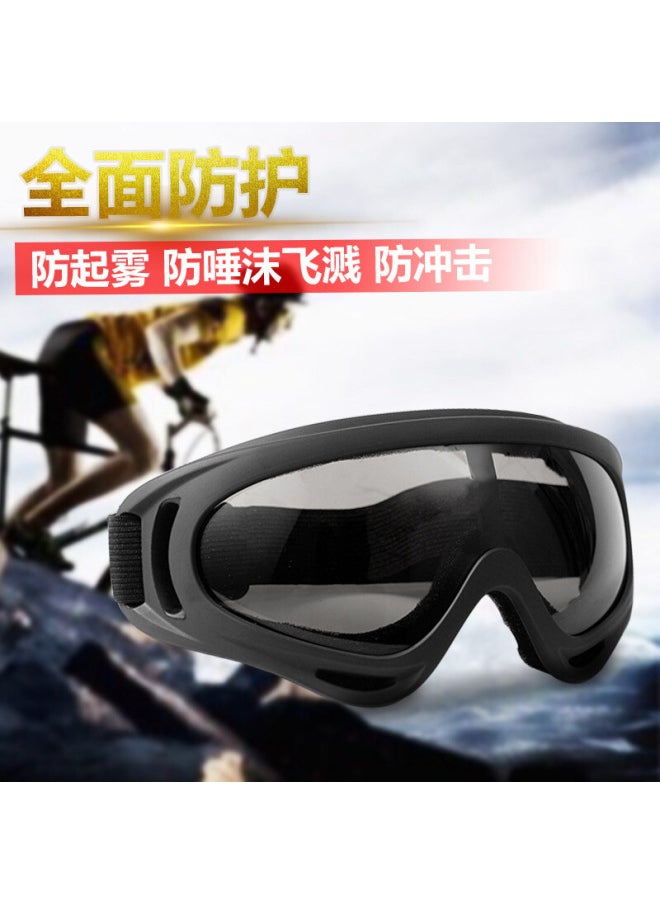 Generic - Protective Glasses Motorcycle Helmet Outdoor Sports Windproof Dustproof Eye Glasses Ski Snowboard Goggles Motocross Riot Control-Color:Black transparent - Image 1
