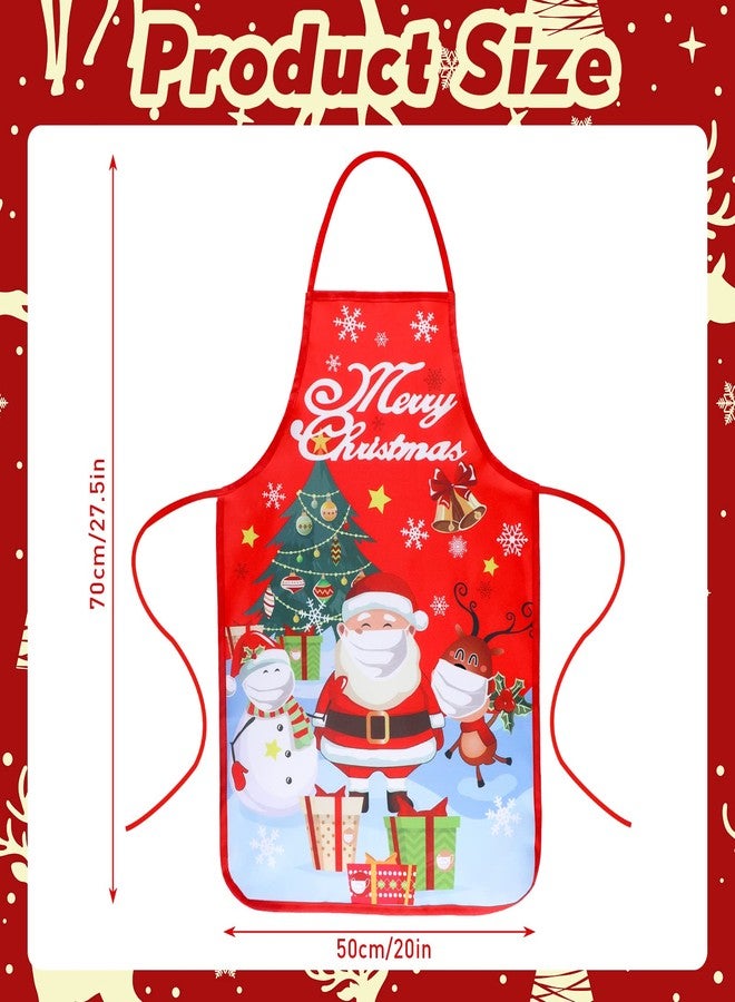 Vabean 4 Pcs Christmas Aprons Elf Snowman Santa Apron Adjustable Kitchen Cooking Apron for Party Chef Cook House Clean Garden Home - Image 2