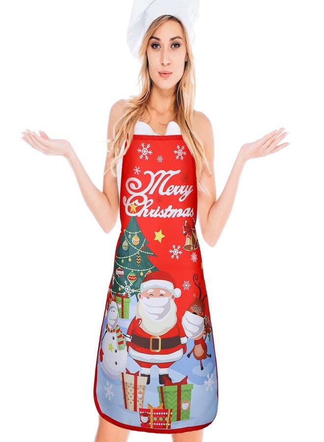 Vabean 4 Pcs Christmas Aprons Elf Snowman Santa Apron Adjustable Kitchen Cooking Apron for Party Chef Cook House Clean Garden Home - Image 4