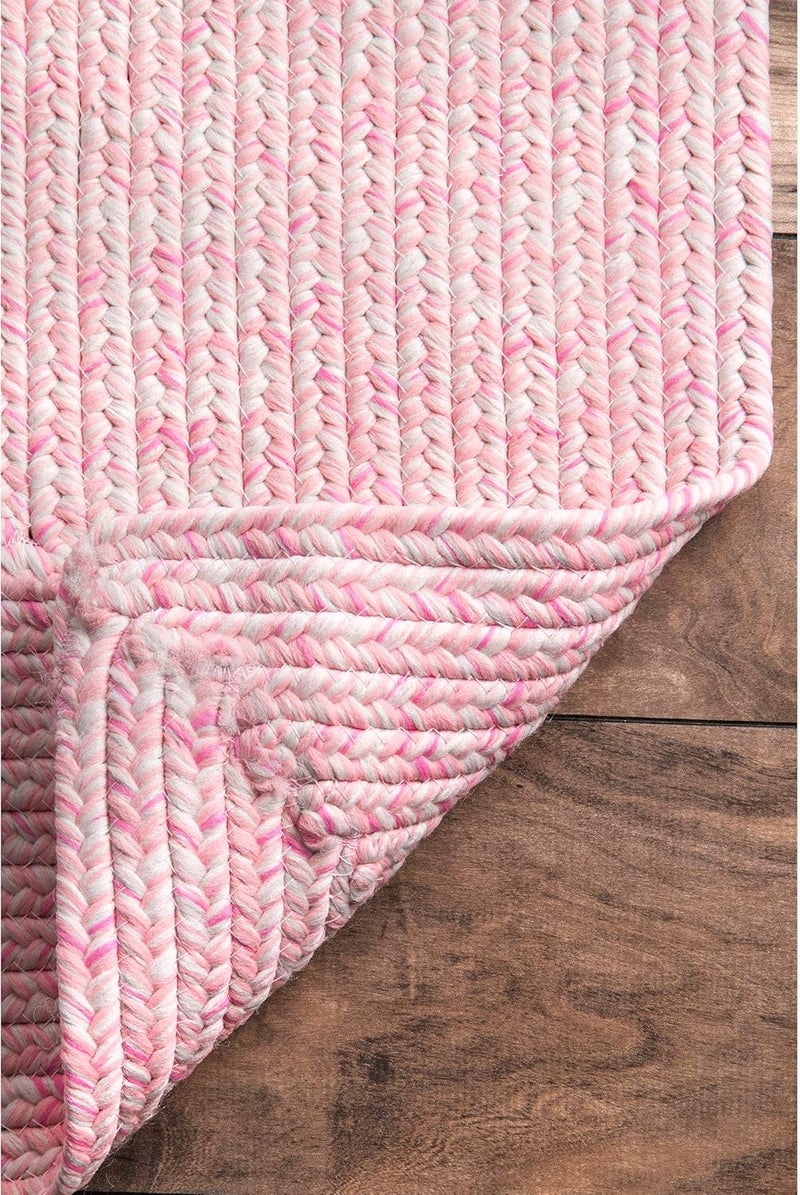 nuLOOM 2' x 8' Solid Hand Braided Indoor/Outdoor Area Rug, Pet-Friendly, High Traffic, Weather Resistant, for Patio, Balcony, Bedroom, Living, Dining Room, Wynn Pink - Image 3