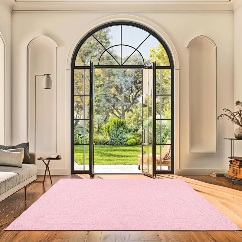 nuLOOM 2' x 8' Solid Hand Braided Indoor/Outdoor Area Rug, Pet-Friendly, High Traffic, Weather Resistant, for Patio, Balcony, Bedroom, Living, Dining Room, Wynn Pink - Image 1
