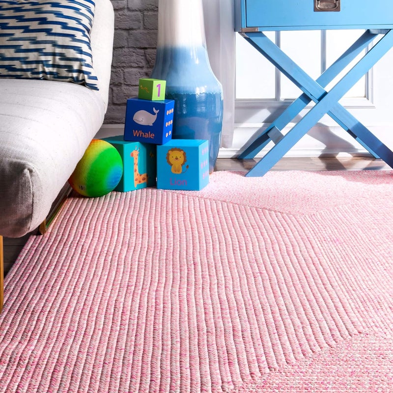 nuLOOM 2' x 8' Solid Hand Braided Indoor/Outdoor Area Rug, Pet-Friendly, High Traffic, Weather Resistant, for Patio, Balcony, Bedroom, Living, Dining Room, Wynn Pink - Image 4