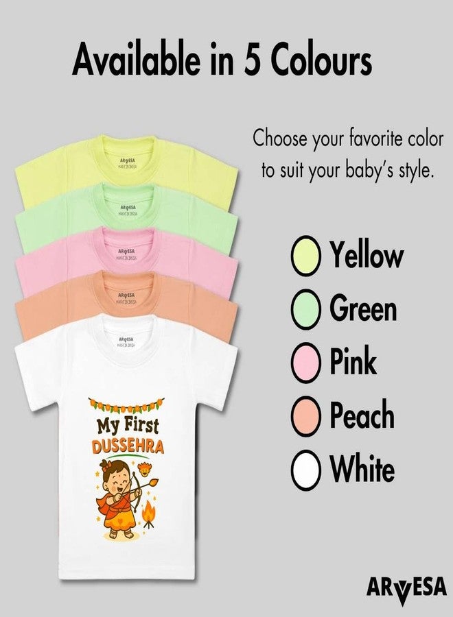 ARVESA My First Dussehra T-2072 Dussehra Baby Tshirt for Kids Boys & Girls Half Sleeves Round Neck Clothes Tshirt for Kids Boys 1 Months to Dress Yellow - Image 4